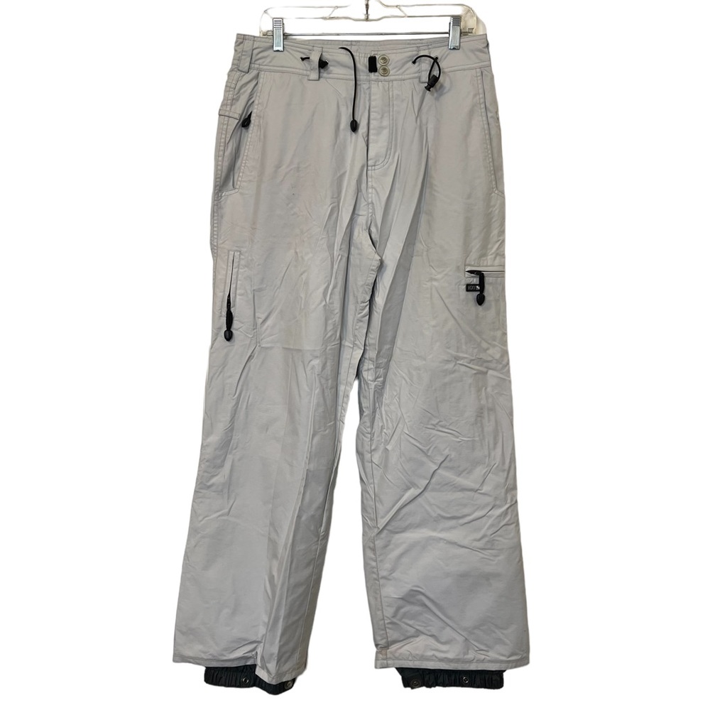ROXY SNOWBOARDING/ SKI PANTS SIZE LARGE. LIGHT GREY, TOGGLE WAIST.